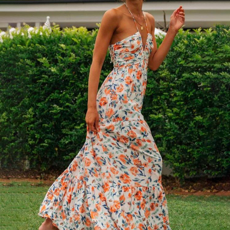 Romantische maxi jurk met bloemenprint