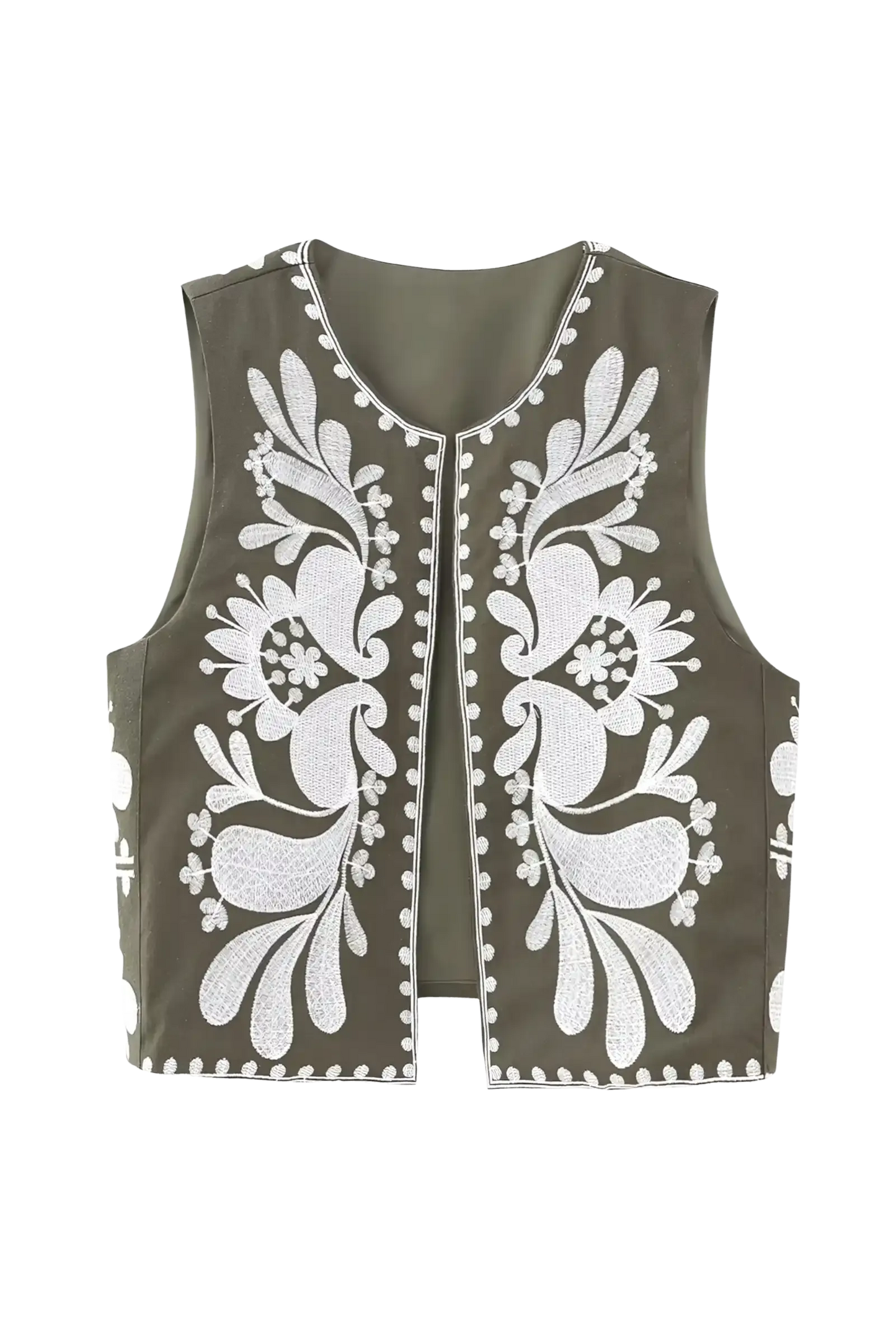 Gilet met Folkloreprint in Zwart-Wit
