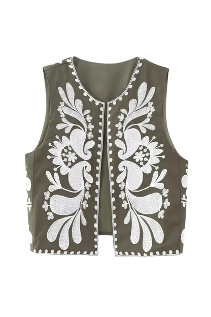 Gilet met Folkloreprint in Zwart-Wit
