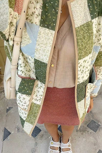 Gewatteerde Patchwork Jas met Steekzakken