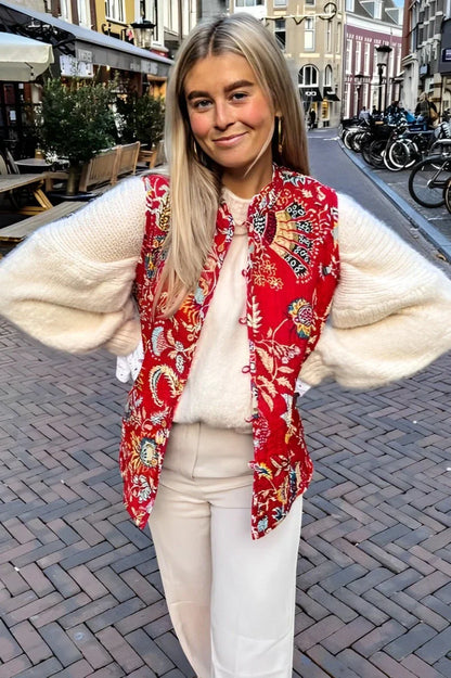 Reversible vest met botanische print