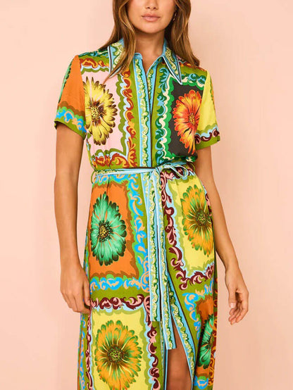 Maxi-overhemdjurk met Zomerse Print