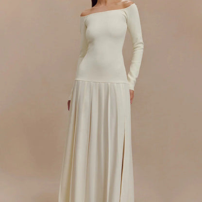 Maxi Jurk met Lage Hals en Split