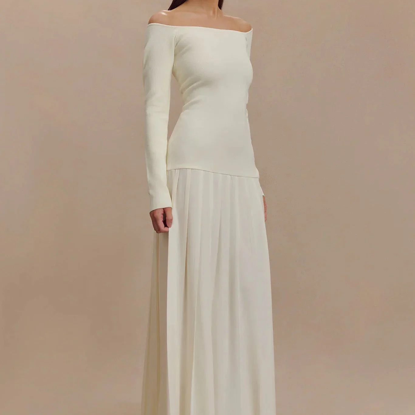 Maxi Jurk met Lage Hals en Split