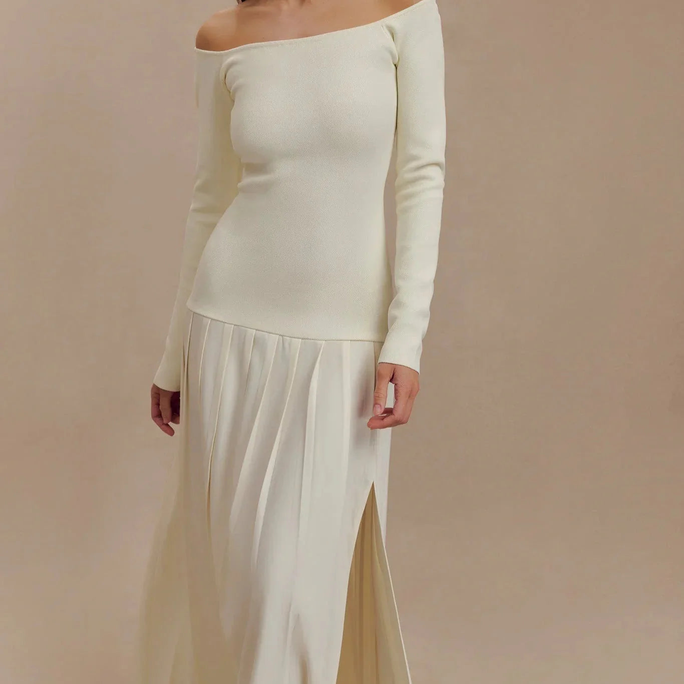 Maxi Jurk met Lage Hals en Split