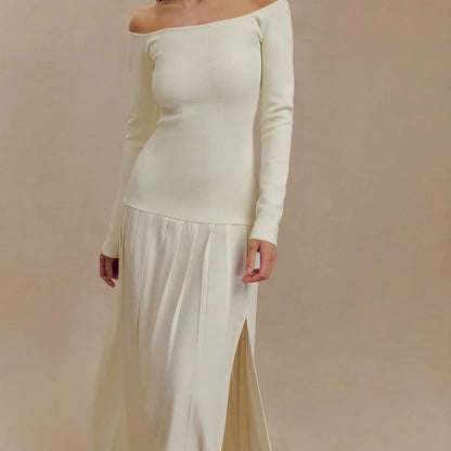 Maxi Jurk met Lage Hals en Split