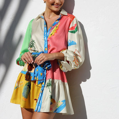 Overhemdjurk met Tropische Print en Strikceintuur