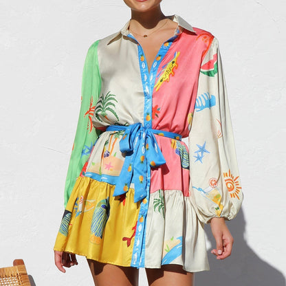 Overhemdjurk met Tropische Print en Strikceintuur