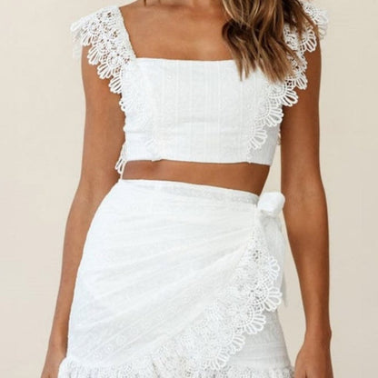 Romantische Tweedelige Set met Kantafwerking