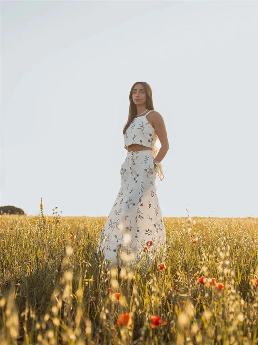 Set van top en rok met bloemenprint