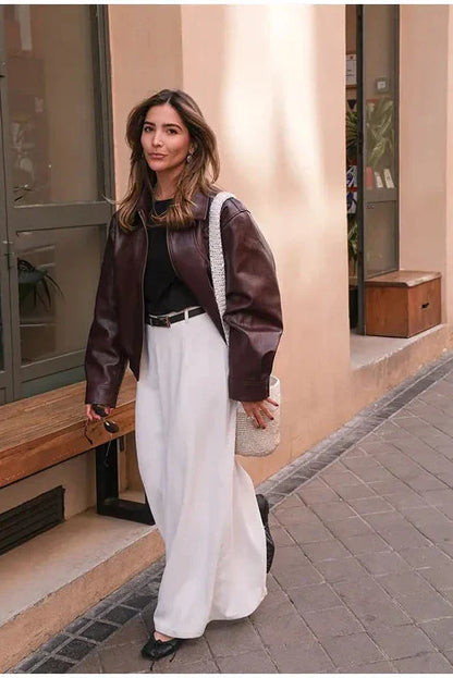 Cropped Bomberjack met Gestructureerde Schouders