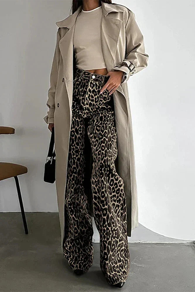 Flared broek met dierenprint