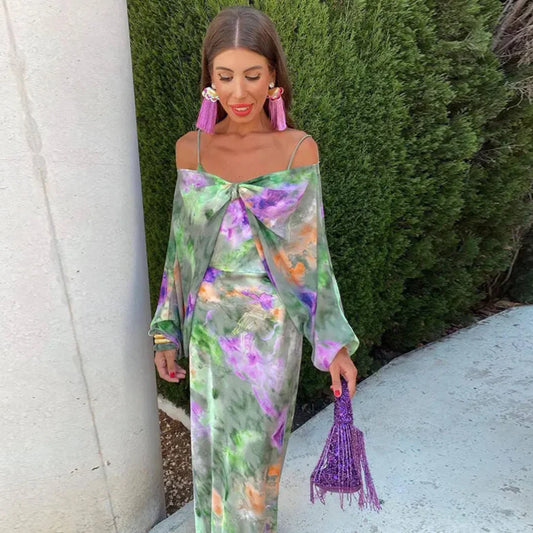 Elegante Maxi Jurk met Aquarelprint