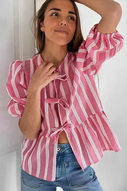 Gestreept Blouse met Strikjes