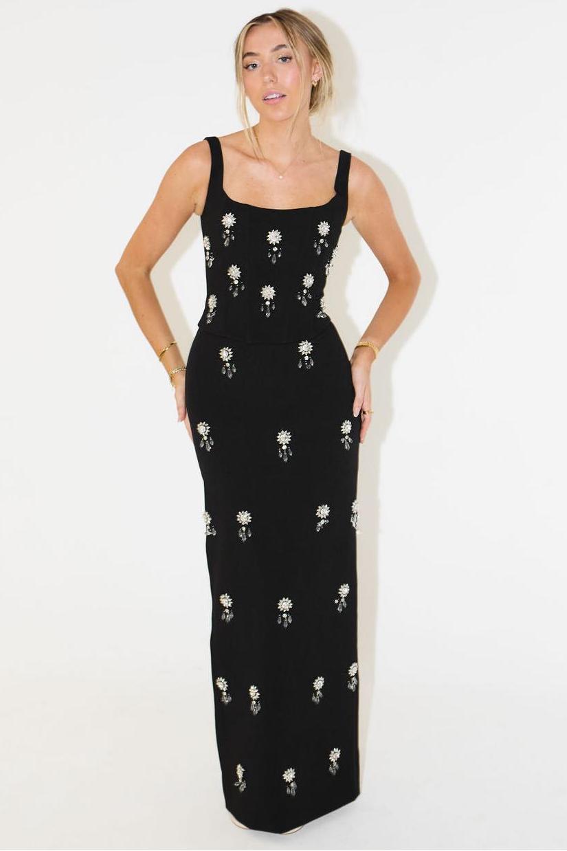 Geborduurde Bloemen Maxi Jurk