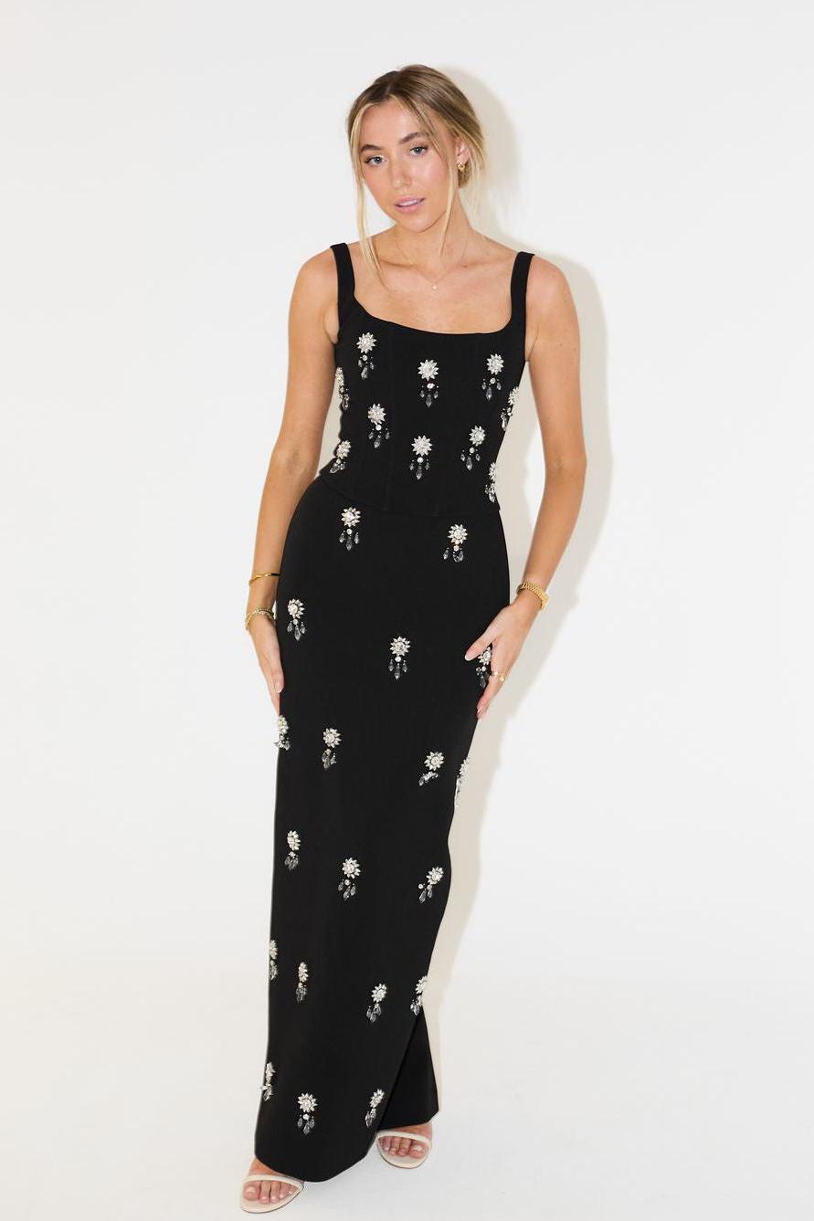 Geborduurde Bloemen Maxi Jurk