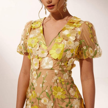 Gebloemde Jurk met Pofmouwen