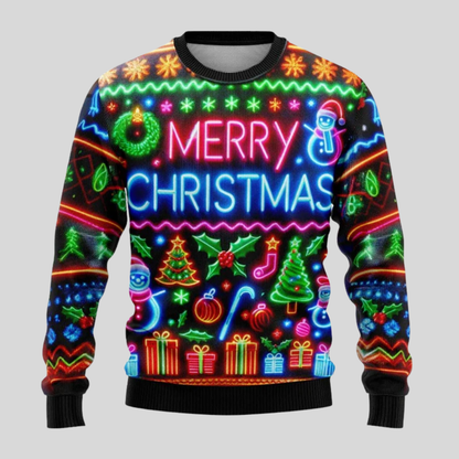 Unisex neon kersttrui
