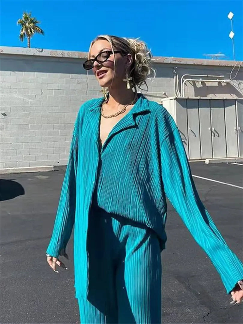 Relaxte Geplooide Tweedelige Set