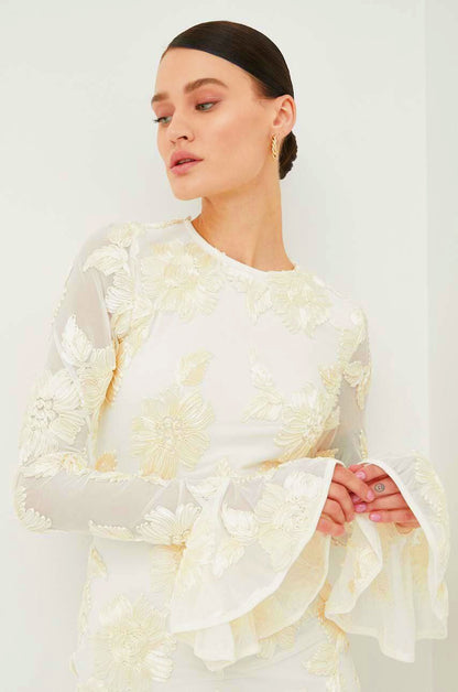 Mini-jurk met bloemenborduursel