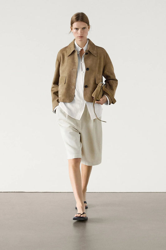 Elegante Korte Jas van Suede