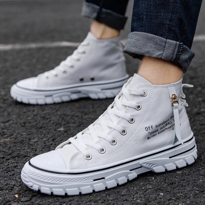 Casual streetwear heren chunky canvas hoge sneakers