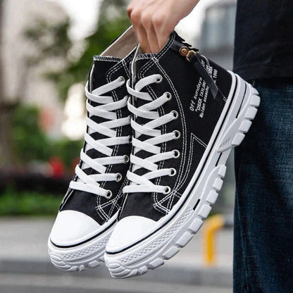 Casual streetwear heren chunky canvas hoge sneakers