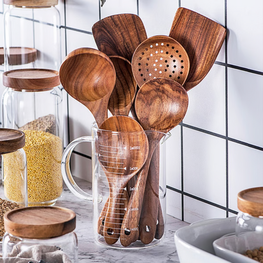 Premium natuurlijk teakhouten keukenbenodigdheden