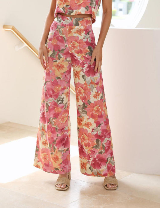 Wijde broek met bloemenprint