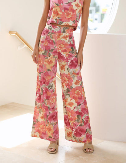 Wijde broek met bloemenprint